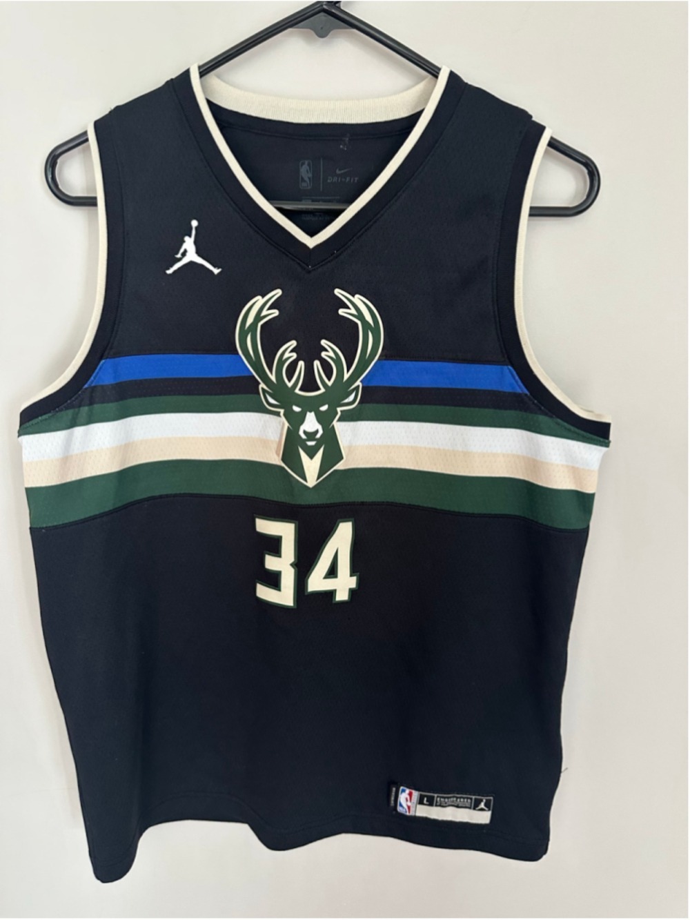Boys Nike Milwaukee Bucks Giannis Antetokounmpo Jersey Size L Black Green